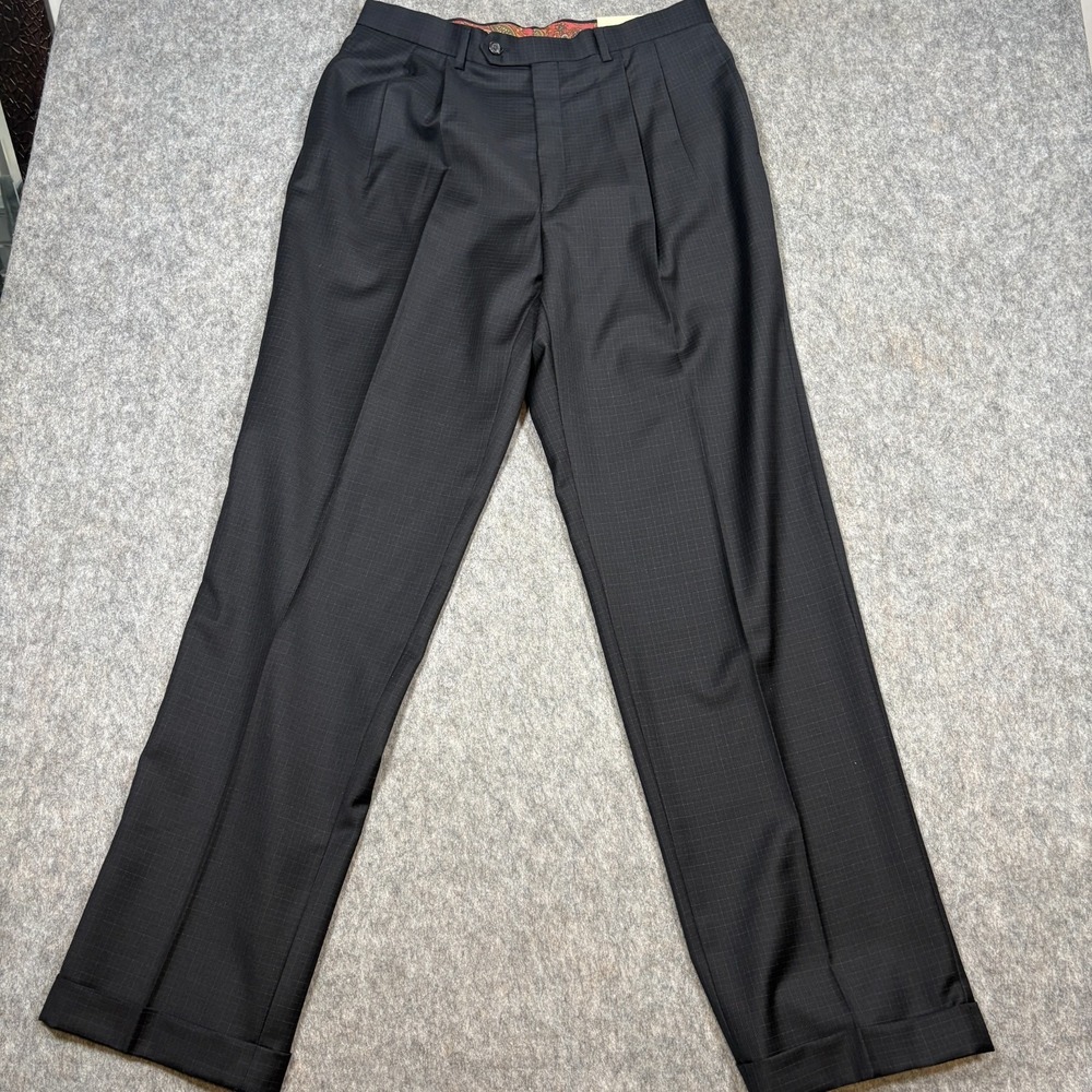 Lauren Ralph Lauren Dress Pants Men's Size 34W x 34L Black Wool Pleated Cuffed